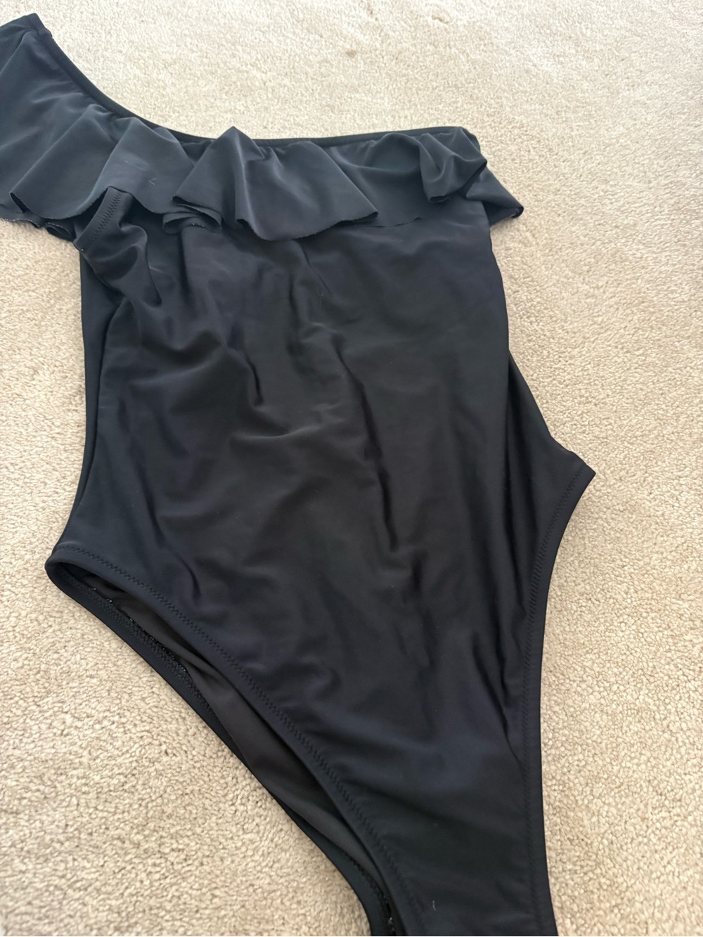 J. Crew Black One-Shoulder Ruffle Women’s One-Piece